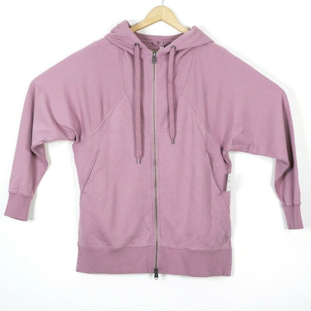Free People Mauve Zip-Up Hooded Sweater